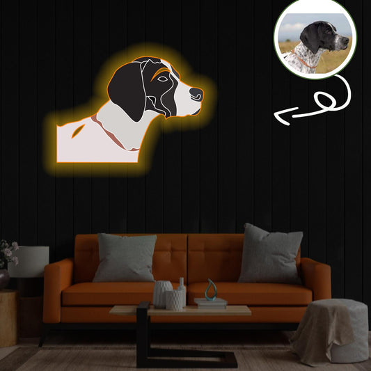 Custom English pointer Pop-Art Neon Sign with Your Dog's Photo - Personalized Pet Name Art - Unique Home Decor & Gift for Dog Lovers - Pet-Themed Lighting