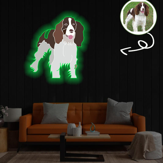Custom English Springer Spaniel Pop-Art Neon Sign with Your Dog's Photo - Personalized Pet Name Art - Unique Home Decor & Gift for Dog Lovers - Pet-Themed Lighting