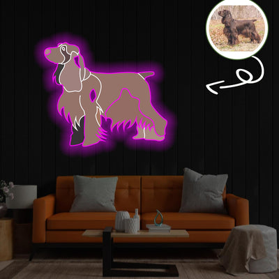 Custom Field spaniel Pop-Art Neon Sign with Your Dog's Photo - Personalized Pet Name Art - Unique Home Decor & Gift for Dog Lovers - Pet-Themed Lighting