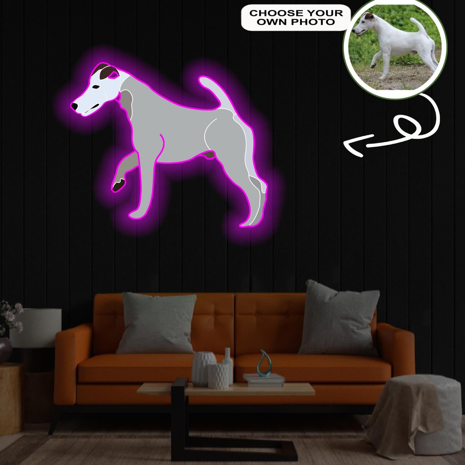Custom Fox terrier smooth Pop-Art Neon Sign with Your Dog's Photo - Personalized Pet Name Art - Unique Home Decor & Gift for Dog Lovers - Pet-Themed Lighting