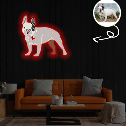 Custom French Bulldog Pop-Art Neon Sign with Your Dog's Photo - Personalized Pet Name Art - Unique Home Decor & Gift for Dog Lovers - Pet-Themed Lighting