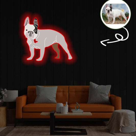 Custom French Bulldog Pop-Art Neon Sign with Your Dog's Photo - Personalized Pet Name Art - Unique Home Decor & Gift for Dog Lovers - Pet-Themed Lighting