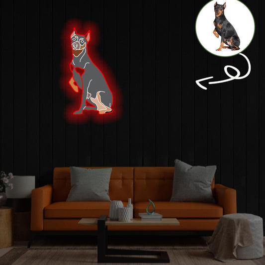 Custom German pinscher Pop-Art Neon Sign with Your Dog's Photo - Personalized Pet Name Art - Unique Home Decor & Gift for Dog Lovers - Pet-Themed Lighting