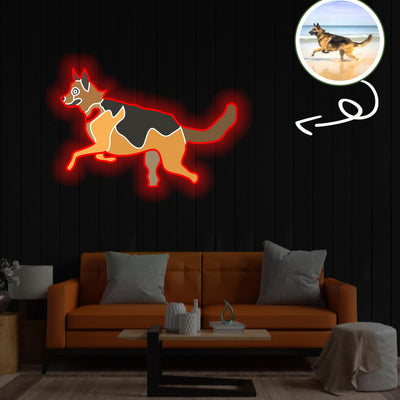Custom German Shepherd Pop-Art Neon Sign with Your Dog's Photo - Personalized Pet Name Art - Unique Home Decor & Gift for Dog Lovers - Pet-Themed Lighting