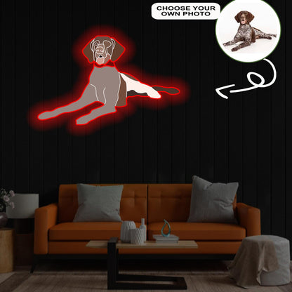 Custom German Shorthaired Pointer Pop-Art Neon Sign with Your Dog's Photo - Personalized Pet Name Art - Unique Home Decor & Gift for Dog Lovers - Pet-Themed Lighting