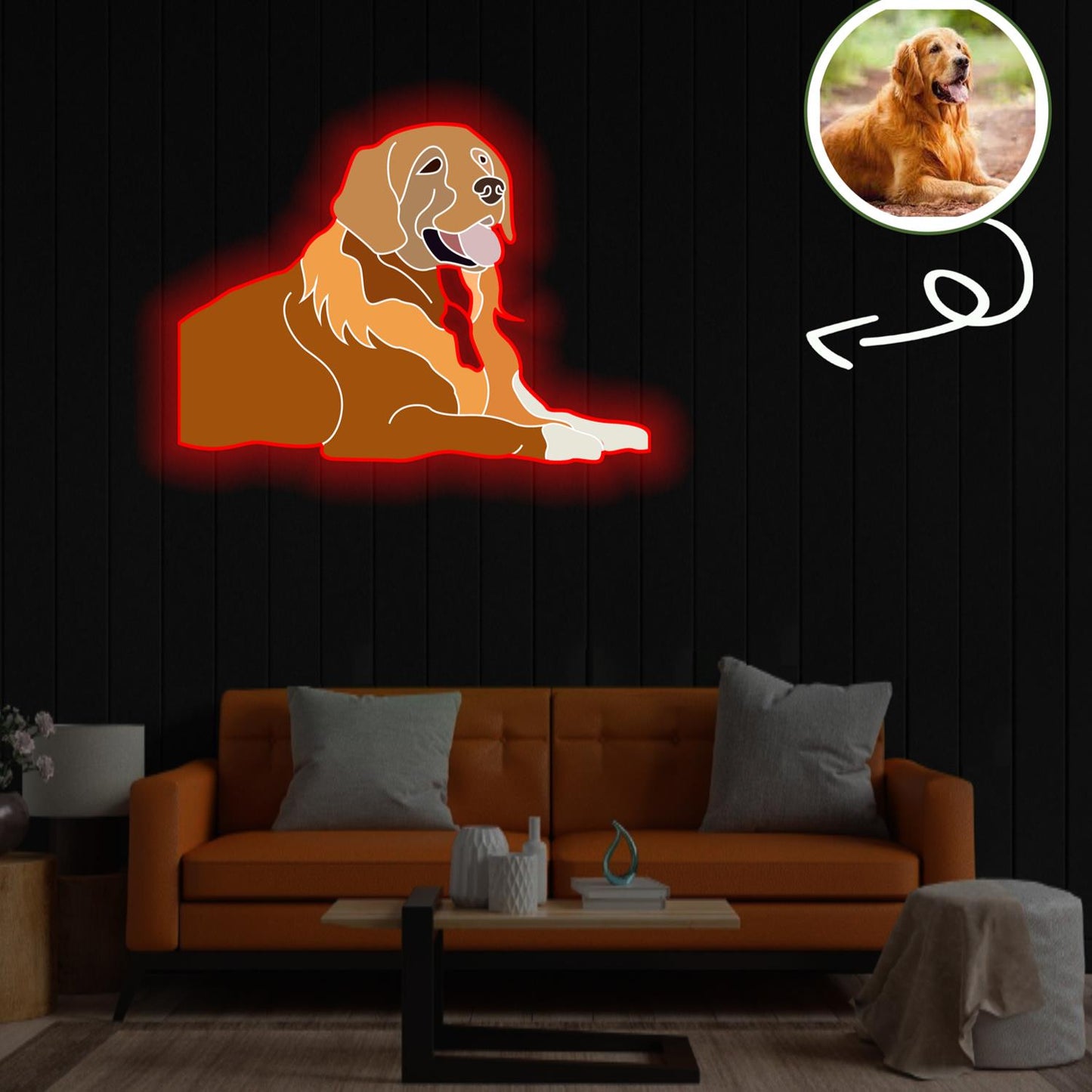 Custom Golden Retriever Pop-Art Neon Sign with Your Dog's Photo - Personalized Pet Name Art - Unique Home Decor & Gift for Dog Lovers - Pet-Themed Lighting
