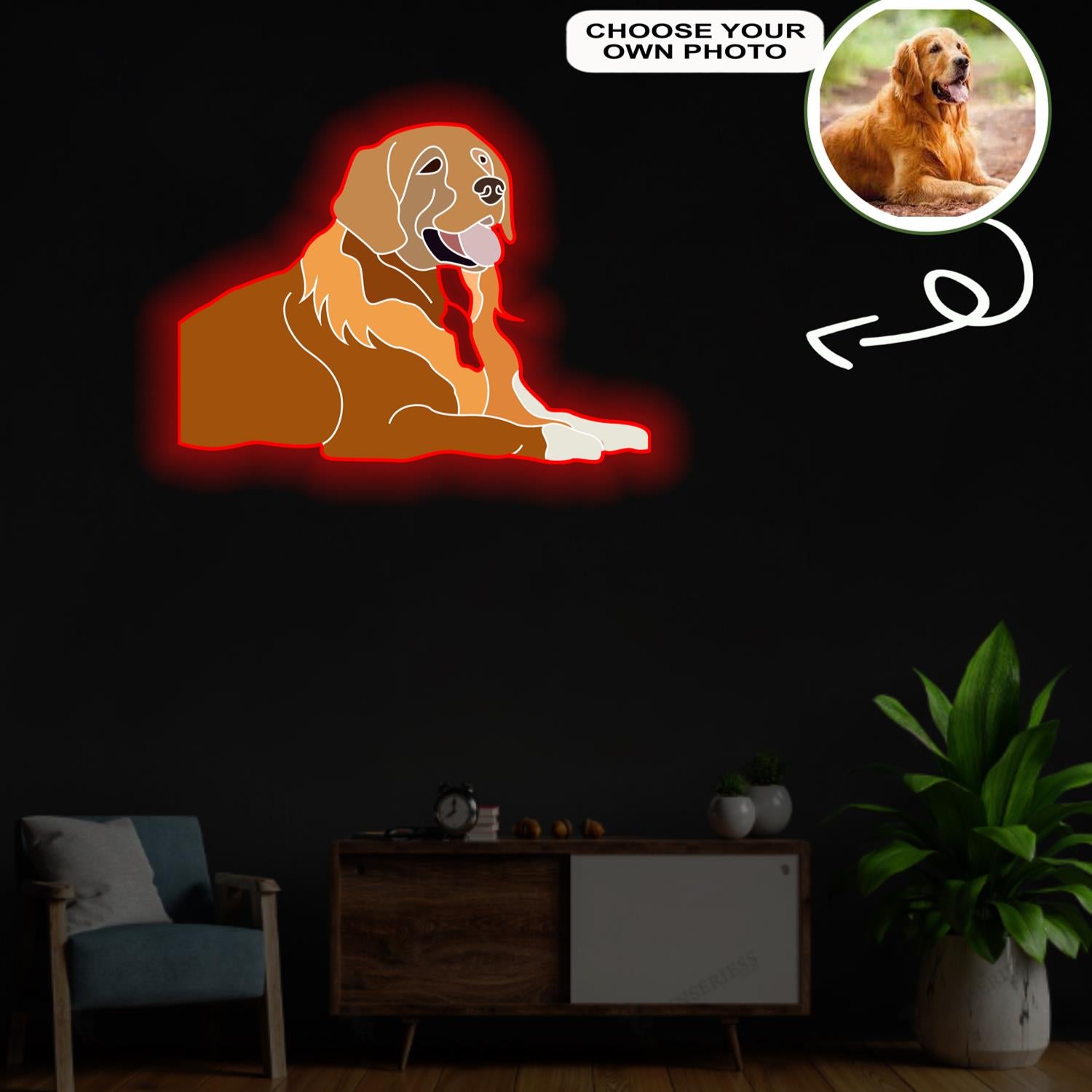 Custom Golden Retriever Pop-Art Neon Sign with Your Dog's Photo - Personalized Pet Name Art - Unique Home Decor & Gift for Dog Lovers - Pet-Themed Lighting