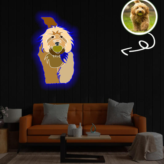 Custom Goldendoodle Pop-Art Neon Sign with Your Dog's Photo - Personalized Pet Name Art - Unique Home Decor & Gift for Dog Lovers - Pet-Themed Lighting