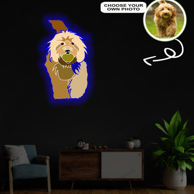 Custom Goldendoodle Pop-Art Neon Sign with Your Dog's Photo - Personalized Pet Name Art - Unique Home Decor & Gift for Dog Lovers - Pet-Themed Lighting