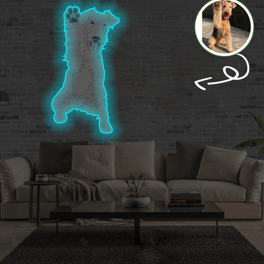 Custom Airedale terrier Pop-Art Neon Sign with Your Dog's Photo - Personalized Pet Name Art - Unique Home Decor & Gift for Dog Lovers - Pet-Themed Lighting