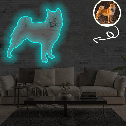 Custom Akita Pop-Art Neon Sign with Your Dog's Photo - Personalized Pet Name Art - Unique Home Decor & Gift for Dog Lovers - Pet-Themed Lighting