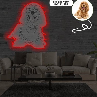 Custom American Cocker Spaniel Pop-Art Neon Sign with Your Dog's Photo - Personalized Pet Name Art - Unique Home Decor & Gift for Dog Lovers - Pet-Themed Lighting