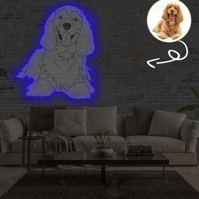 Custom American Cocker Spaniel Pop-Art Neon Sign with Your Dog's Photo - Personalized Pet Name Art - Unique Home Decor & Gift for Dog Lovers - Pet-Themed Lighting