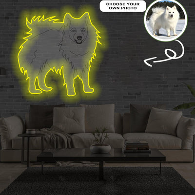 Custom American eskimo dog Pop-Art Neon Sign with Your Dog's Photo - Personalized Pet Name Art - Unique Home Decor & Gift for Dog Lovers - Pet-Themed Lighting
