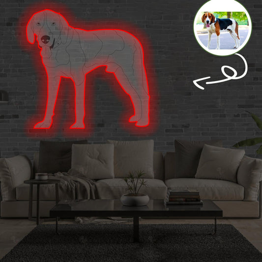 Custom American foxhound Pop-Art Neon Sign with Your Dog's Photo - Personalized Pet Name Art - Unique Home Decor & Gift for Dog Lovers - Pet-Themed Lighting