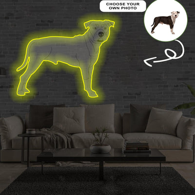 Custom American pit bull terrier Pop-Art Neon Sign with Your Dog's Photo - Personalized Pet Name Art - Unique Home Decor & Gift for Dog Lovers - Pet-Themed Lighting