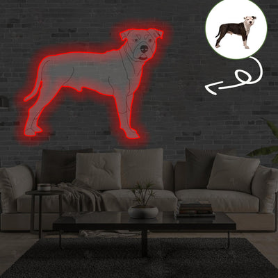 Custom American pit bull terrier Pop-Art Neon Sign with Your Dog's Photo - Personalized Pet Name Art - Unique Home Decor & Gift for Dog Lovers - Pet-Themed Lighting