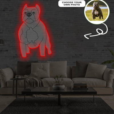 Custom American Pitbull Pop-Art Neon Sign with Your Dog's Photo - Personalized Pet Name Art - Unique Home Decor & Gift for Dog Lovers - Pet-Themed Lighting