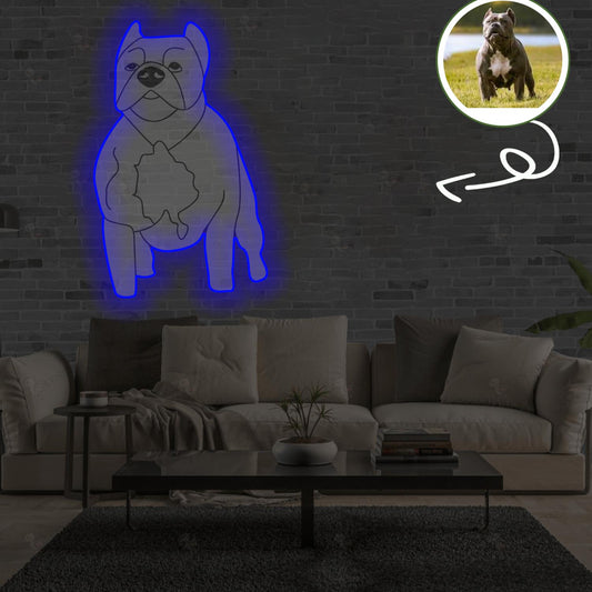 Custom American Pitbull Pop-Art Neon Sign with Your Dog's Photo - Personalized Pet Name Art - Unique Home Decor & Gift for Dog Lovers - Pet-Themed Lighting