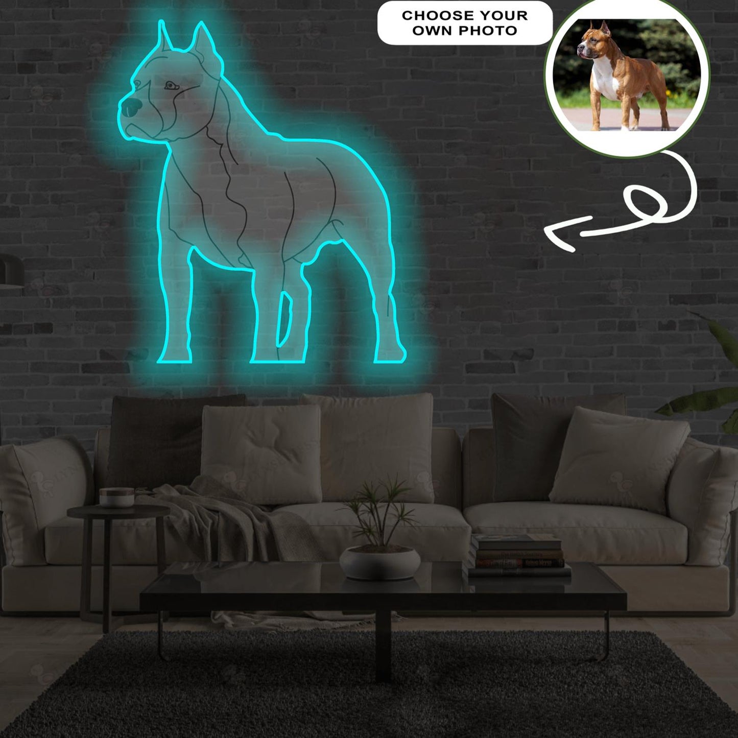 Custom American Staffordshire terrier Pop-Art Neon Sign with Your Dog's Photo - Personalized Pet Name Art - Unique Home Decor & Gift for Dog Lovers - Pet-Themed Lighting