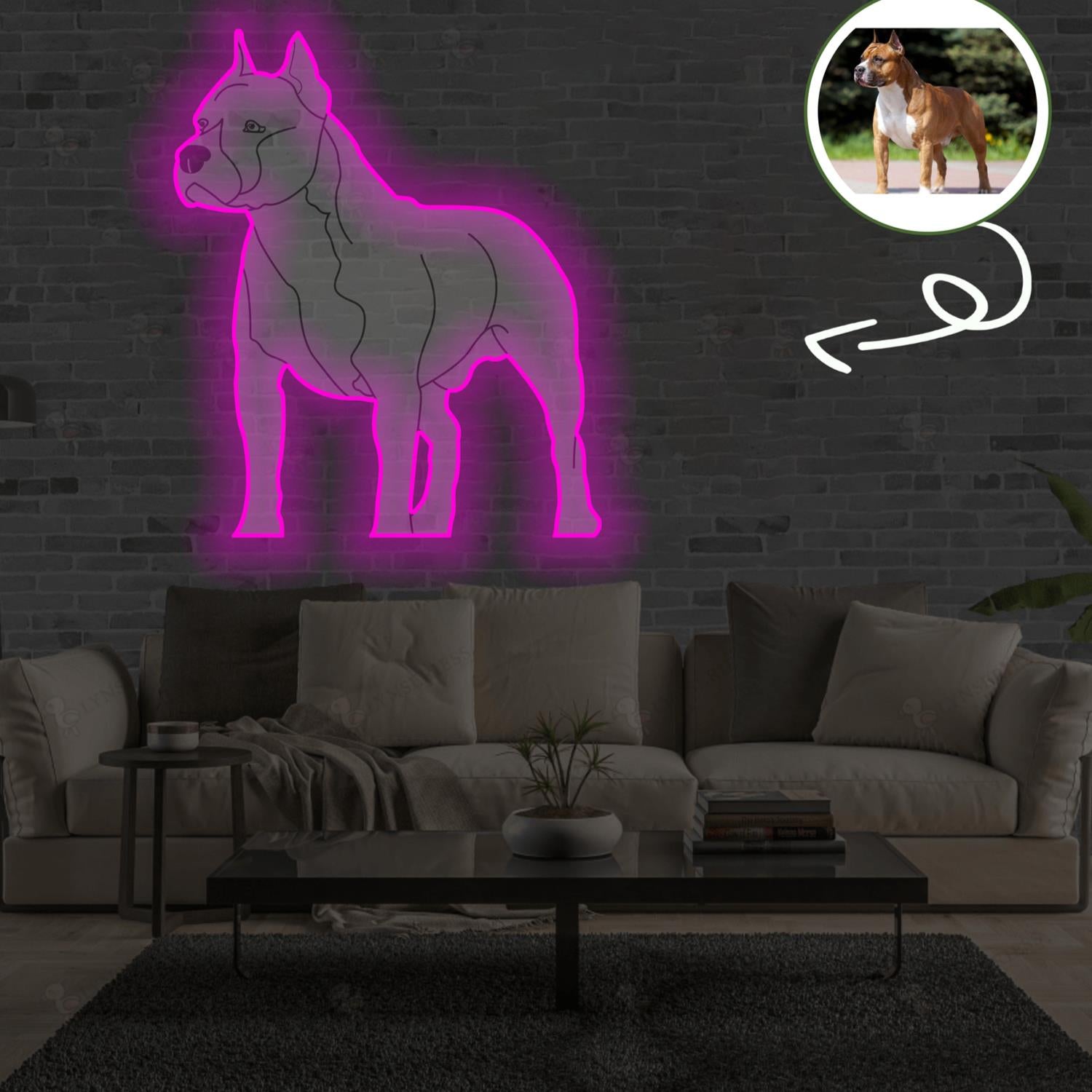 Custom American Staffordshire terrier Pop-Art Neon Sign with Your Dog's Photo - Personalized Pet Name Art - Unique Home Decor & Gift for Dog Lovers - Pet-Themed Lighting
