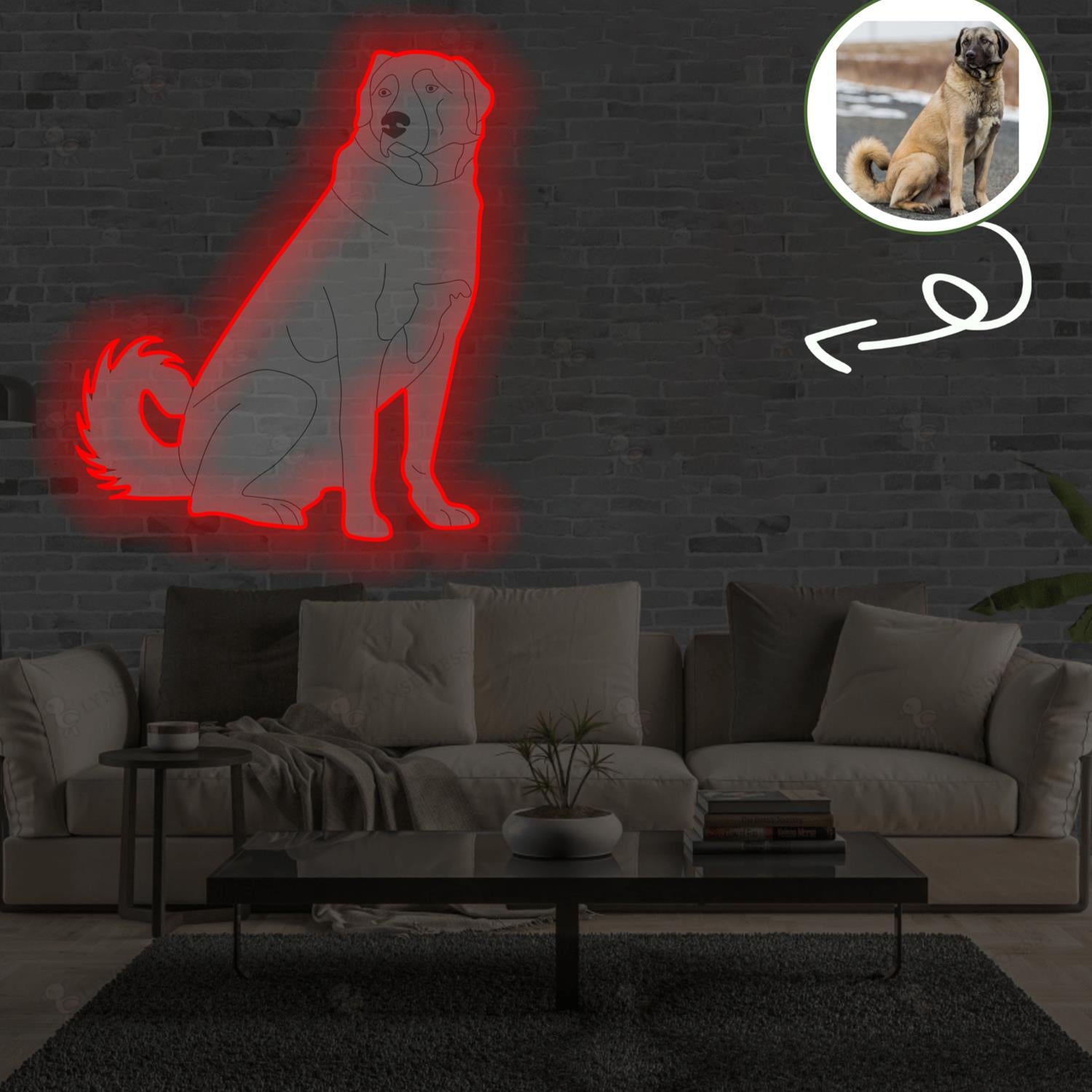 Custom Anatolian shepherd dog Pop-Art Neon Sign with Your Dog's Photo - Personalized Pet Name Art - Unique Home Decor & Gift for Dog Lovers - Pet-Themed Lighting