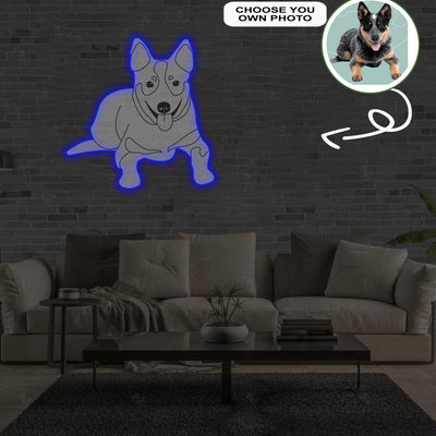 Custom Australian cattle dog Pop-Art Neon Sign with Your Dog's Photo - Personalized Pet Name Art - Unique Home Decor & Gift for Dog Lovers - Pet-Themed Lighting