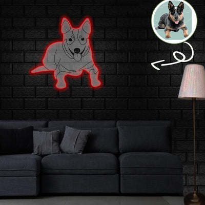 Custom Australian cattle dog Pop-Art Neon Sign with Your Dog's Photo - Personalized Pet Name Art - Unique Home Decor & Gift for Dog Lovers - Pet-Themed Lighting