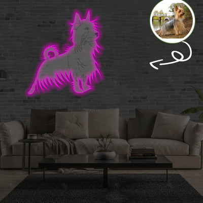 Custom Australian silky terrier Pop-Art Neon Sign with Your Dog's Photo - Personalized Pet Name Art - Unique Home Decor & Gift for Dog Lovers - Pet-Themed Lighting