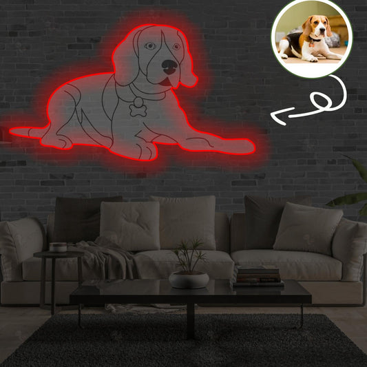 Custom Beagle Pop-Art Neon Sign with Your Dog's Photo - Personalized Pet Name Art - Unique Home Decor & Gift for Dog Lovers - Pet-Themed Lighting