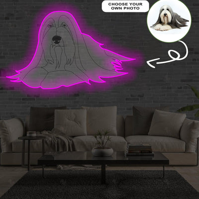 Custom Bearded collie Pop-Art Neon Sign with Your Dog's Photo - Personalized Pet Name Art - Unique Home Decor & Gift for Dog Lovers - Pet-Themed Lighting