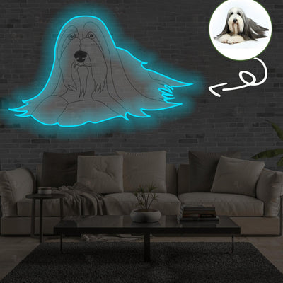 Custom Bearded collie Pop-Art Neon Sign with Your Dog's Photo - Personalized Pet Name Art - Unique Home Decor & Gift for Dog Lovers - Pet-Themed Lighting