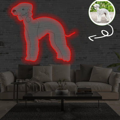 Custom Bedlington terrier Pop-Art Neon Sign with Your Dog's Photo - Personalized Pet Name Art - Unique Home Decor & Gift for Dog Lovers - Pet-Themed Lighting