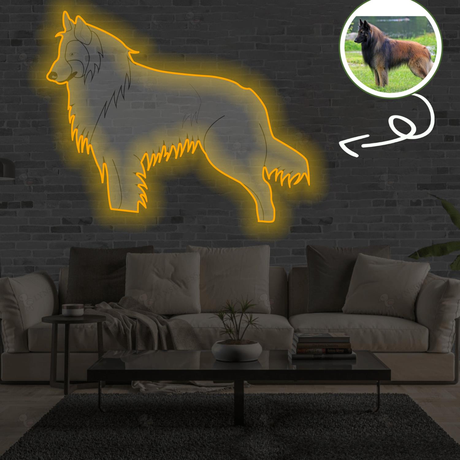 Custom Belgian brakk Pop-Art Neon Sign with Your Dog's Photo - Personalized Pet Name Art - Unique Home Decor & Gift for Dog Lovers - Pet-Themed Lighting