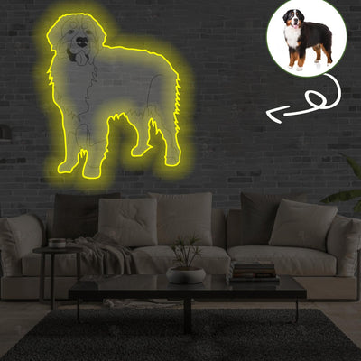 Custom Berne cattle dog Pop-Art Neon Sign with Your Dog's Photo - Personalized Pet Name Art - Unique Home Decor & Gift for Dog Lovers - Pet-Themed Lighting