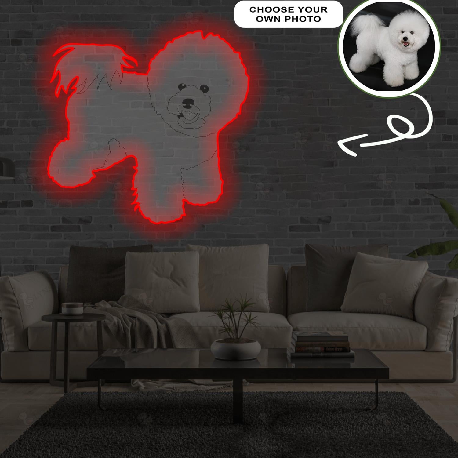 Custom Bichon frise Pop-Art Neon Sign with Your Dog's Photo - Personalized Pet Name Art - Unique Home Decor & Gift for Dog Lovers - Pet-Themed Lighting