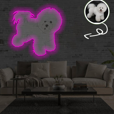 Custom Bichon frise Pop-Art Neon Sign with Your Dog's Photo - Personalized Pet Name Art - Unique Home Decor & Gift for Dog Lovers - Pet-Themed Lighting
