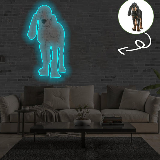 Custom Black and tan coonhound Pop-Art Neon Sign with Your Dog's Photo - Personalized Pet Name Art - Unique Home Decor & Gift for Dog Lovers - Pet-Themed Lighting