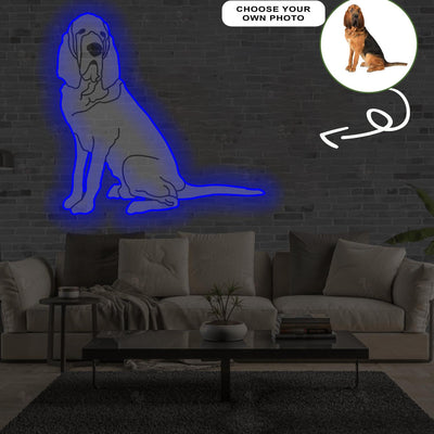 Custom Bloodhound Pop-Art Neon Sign with Your Dog's Photo - Personalized Pet Name Art - Unique Home Decor & Gift for Dog Lovers - Pet-Themed Lighting