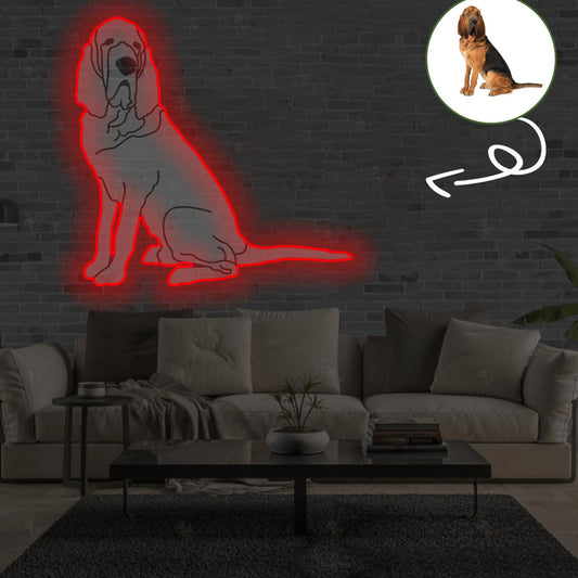 Custom Bloodhound Pop-Art Neon Sign with Your Dog's Photo - Personalized Pet Name Art - Unique Home Decor & Gift for Dog Lovers - Pet-Themed Lighting