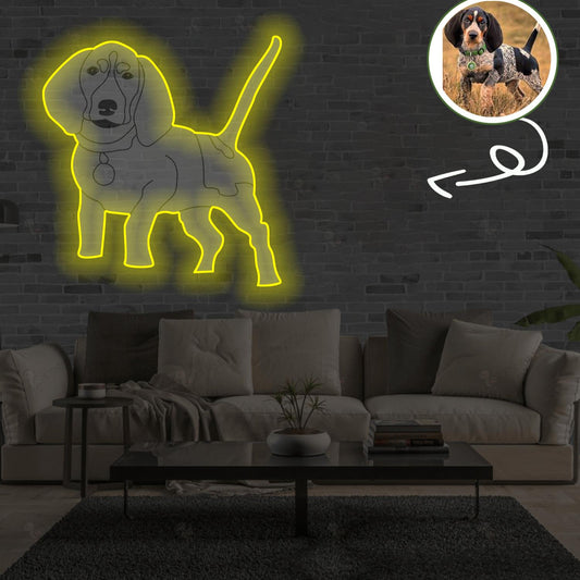 Custom Bluetick coonhound Pop-Art Neon Sign with Your Dog's Photo - Personalized Pet Name Art - Unique Home Decor & Gift for Dog Lovers - Pet-Themed Lighting