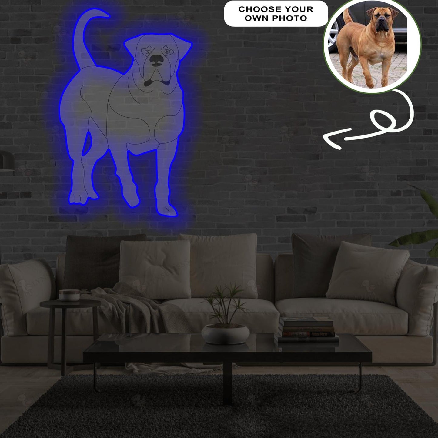 Custom Boerboel Pop-Art Neon Sign with Your Dog's Photo - Personalized Pet Name Art - Unique Home Decor & Gift for Dog Lovers - Pet-Themed Lighting