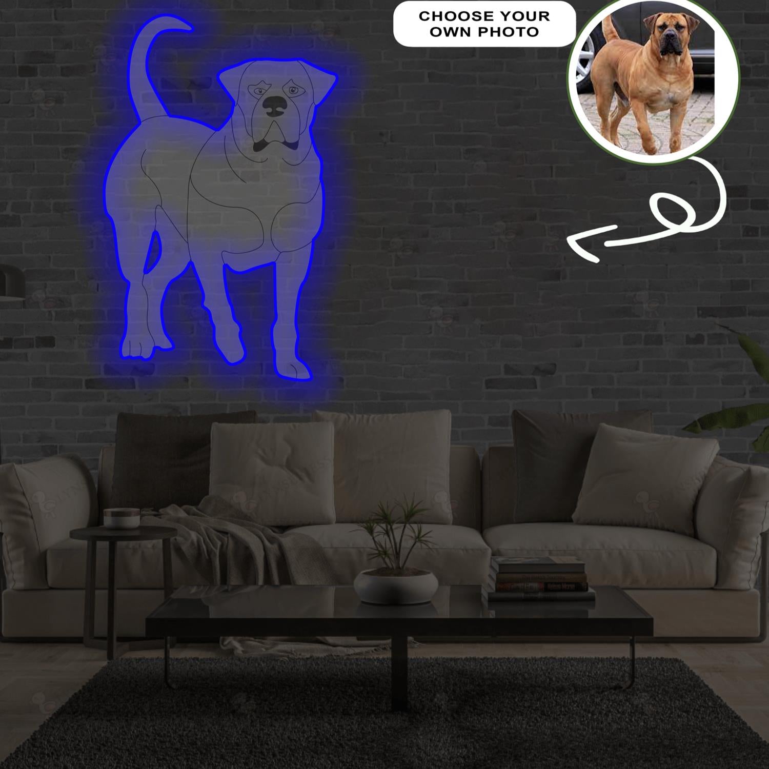 Custom Boerboel Pop-Art Neon Sign with Your Dog's Photo - Personalized Pet Name Art - Unique Home Decor & Gift for Dog Lovers - Pet-Themed Lighting