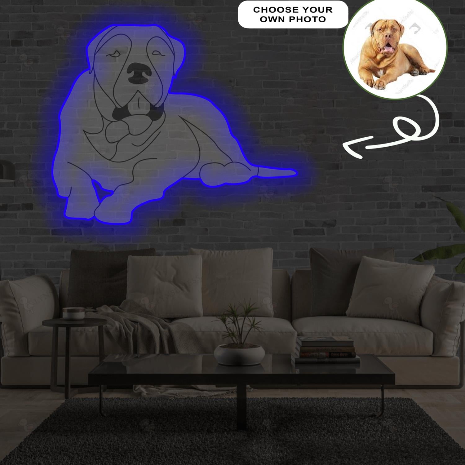 Custom Bordeaux great dane Pop-Art Neon Sign with Your Dog's Photo - Personalized Pet Name Art - Unique Home Decor & Gift for Dog Lovers - Pet-Themed Lighting