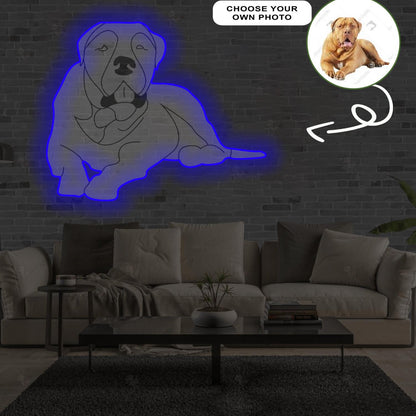 Custom Bordeaux great dane Pop-Art Neon Sign with Your Dog's Photo - Personalized Pet Name Art - Unique Home Decor & Gift for Dog Lovers - Pet-Themed Lighting
