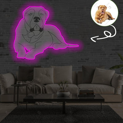 Custom Bordeaux great dane Pop-Art Neon Sign with Your Dog's Photo - Personalized Pet Name Art - Unique Home Decor & Gift for Dog Lovers - Pet-Themed Lighting