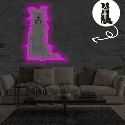 Custom Border collie Pop-Art Neon Sign with Your Dog's Photo - Personalized Pet Name Art - Unique Home Decor & Gift for Dog Lovers - Pet-Themed Lighting