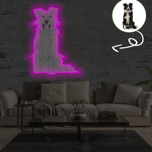 Custom Border collie Pop-Art Neon Sign with Your Dog's Photo - Personalized Pet Name Art - Unique Home Decor & Gift for Dog Lovers - Pet-Themed Lighting