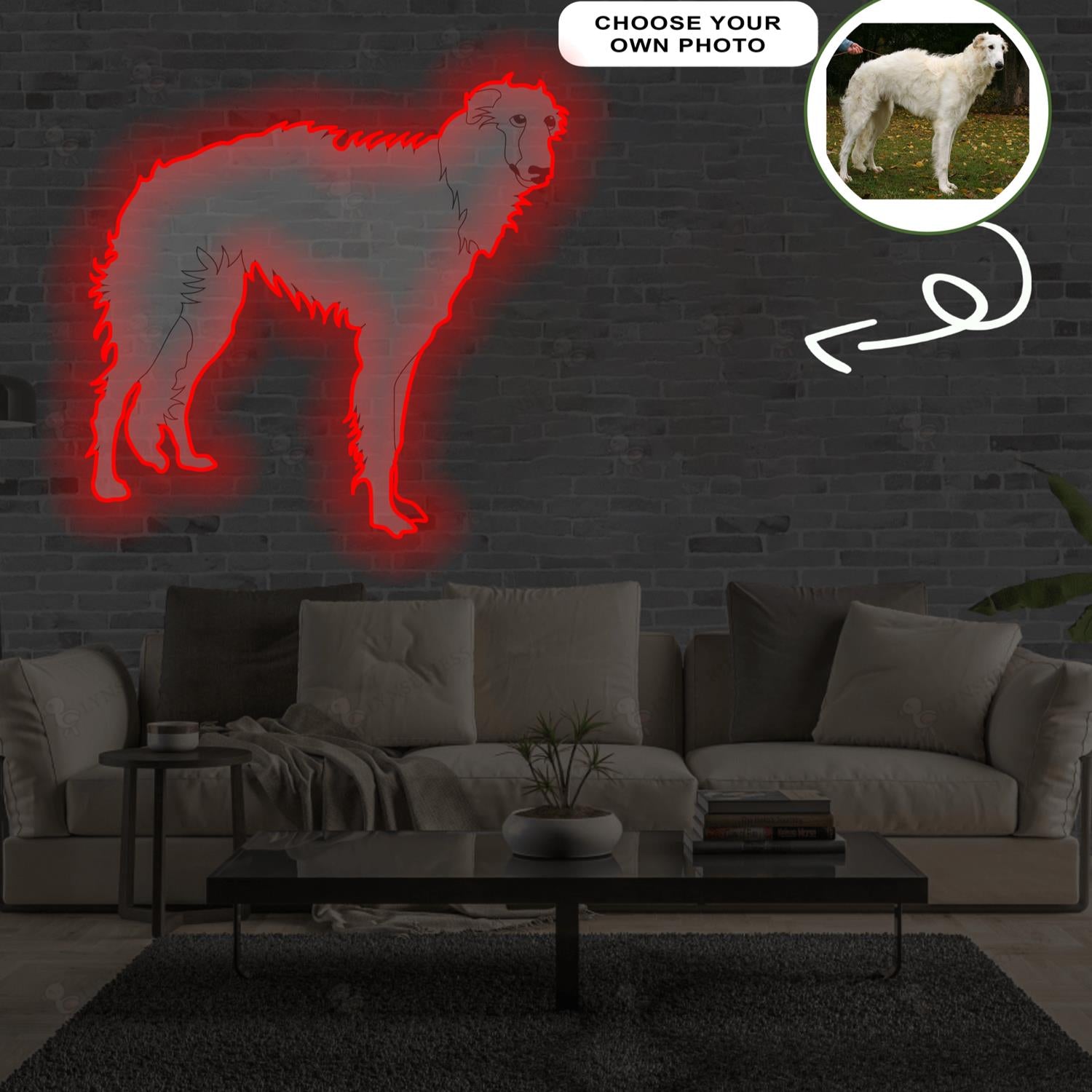 Custom Borsoi Pop-Art Neon Sign with Your Dog's Photo - Personalized Pet Name Art - Unique Home Decor & Gift for Dog Lovers - Pet-Themed Lighting