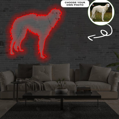 Custom Borsoi Pop-Art Neon Sign with Your Dog's Photo - Personalized Pet Name Art - Unique Home Decor & Gift for Dog Lovers - Pet-Themed Lighting